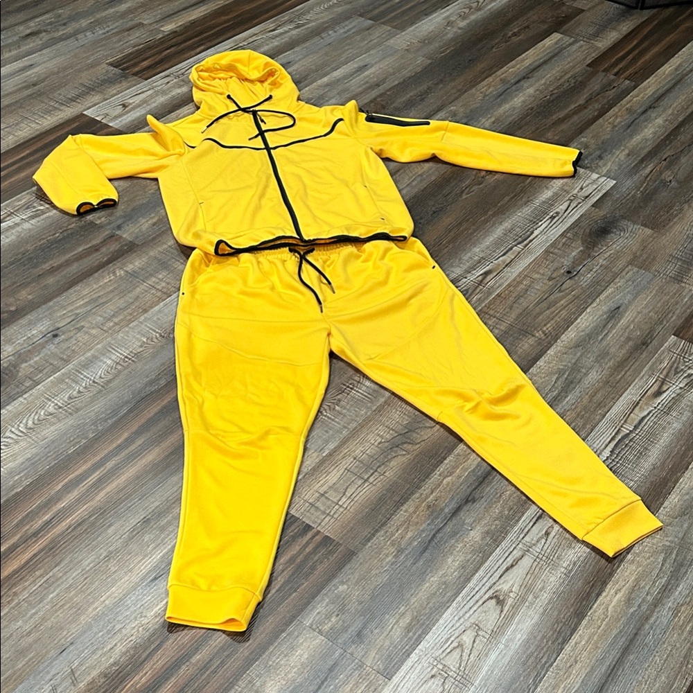 Men's Yellow Track Suit with Black Accents